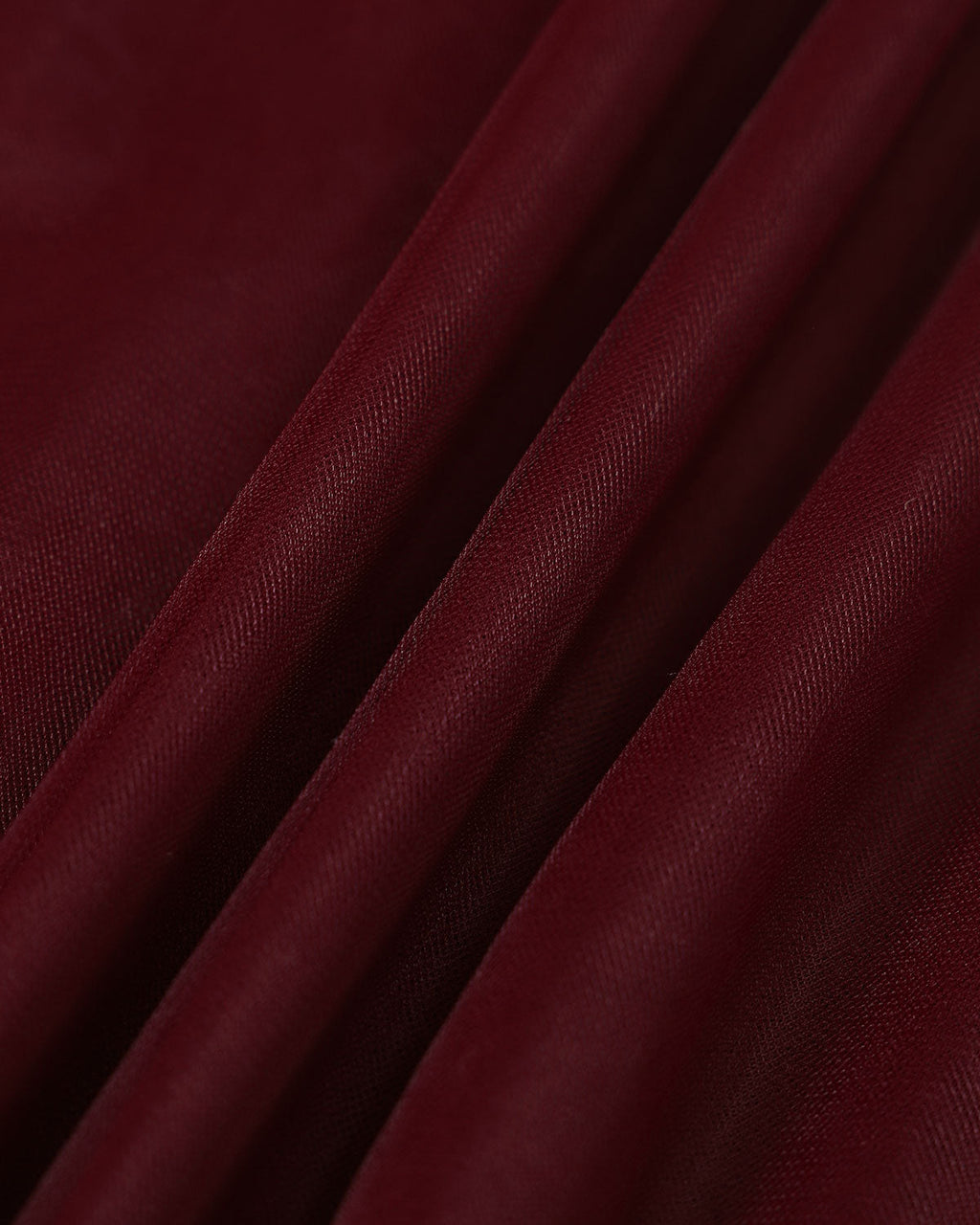 Wine Red V-Neck Mesh Maxi Dress with Wrap Detail