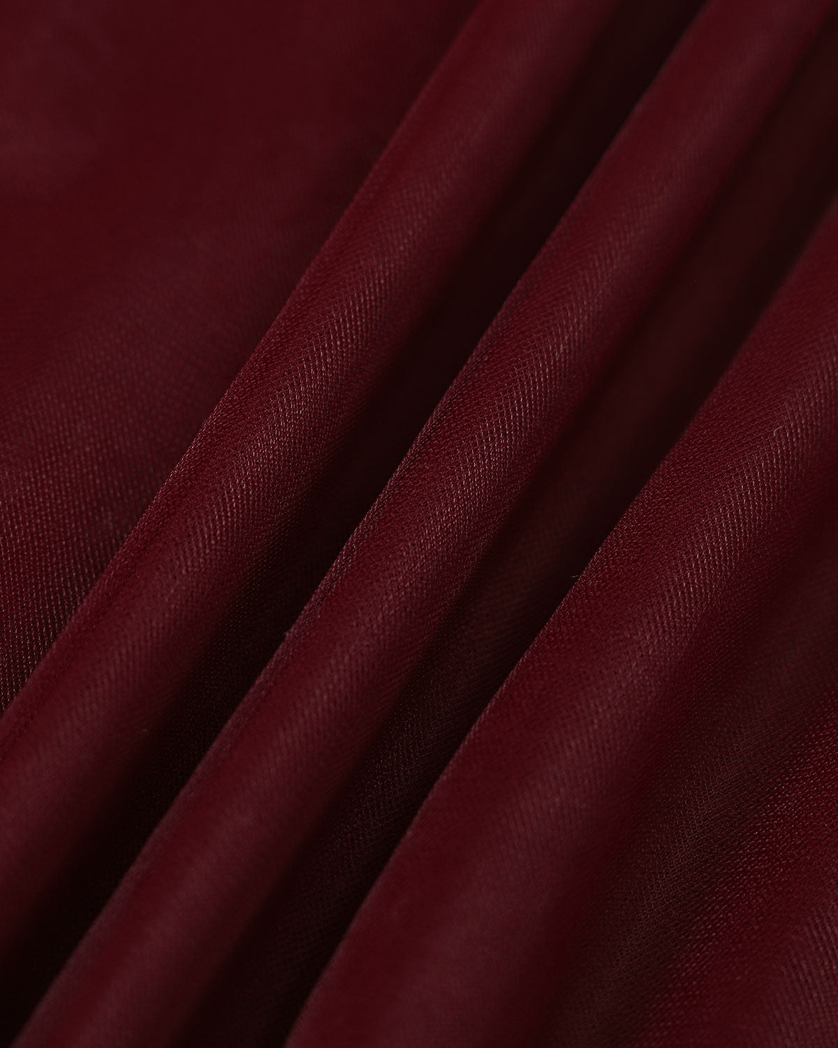 Wine Red V-Neck Mesh Maxi Dress with Wrap Detail