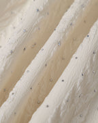 Beige Textured Mini Dress with Boat Neck