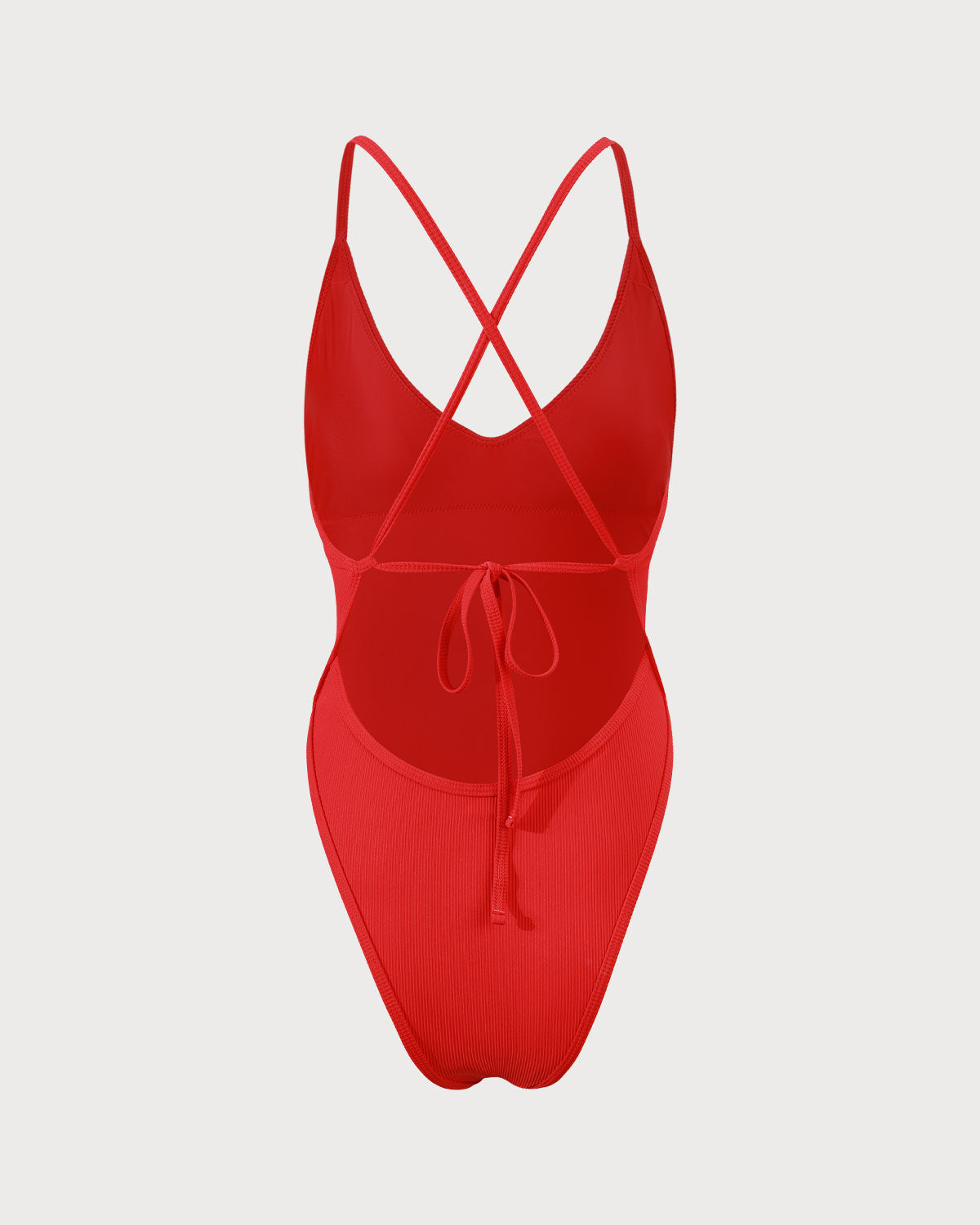 Crimson Ribbed Cross-Back One-Piece Swimsuit