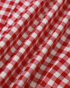 Red Plaid Mini Dress with Boat Neck