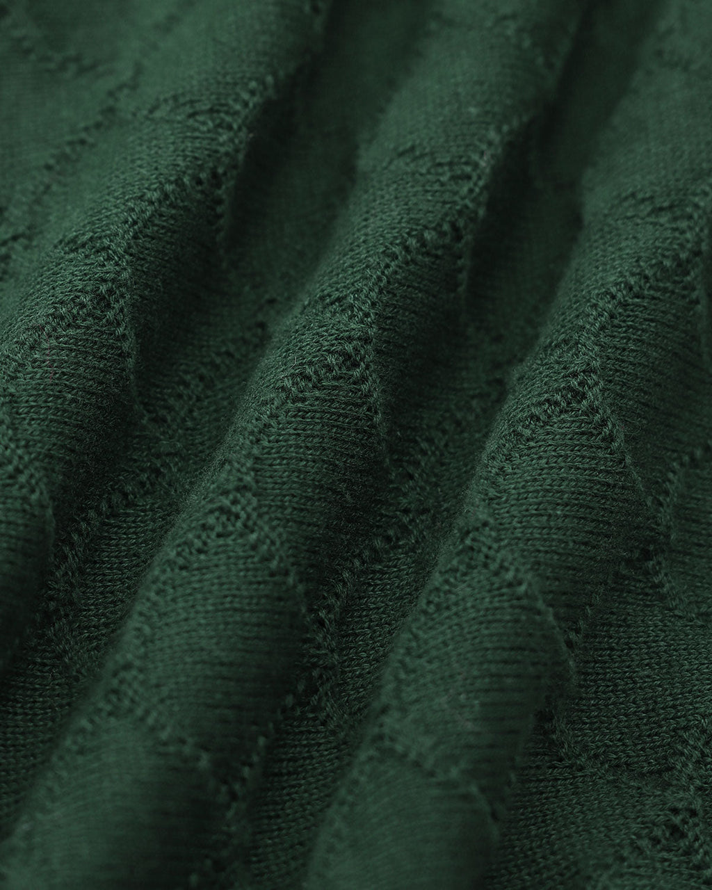 Dark Green Ribbed Knit Top with Lapel Detail