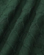 Dark Green Ribbed Knit Top with Lapel Detail