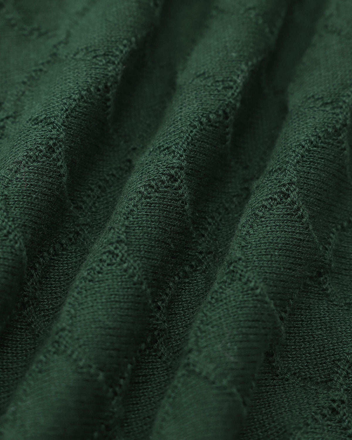 Dark Green Ribbed Knit Top with Lapel Detail