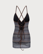 Backless Striped One-Piece Swimsuit