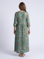 Marina | Florales V-Ausschnitt Maxikleid mit Dreiviertelärmel