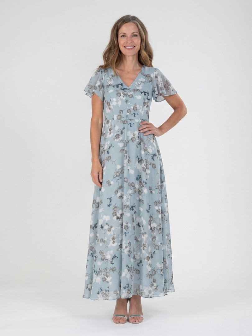 Ismeria | Florales Chiffon Maxikleid
