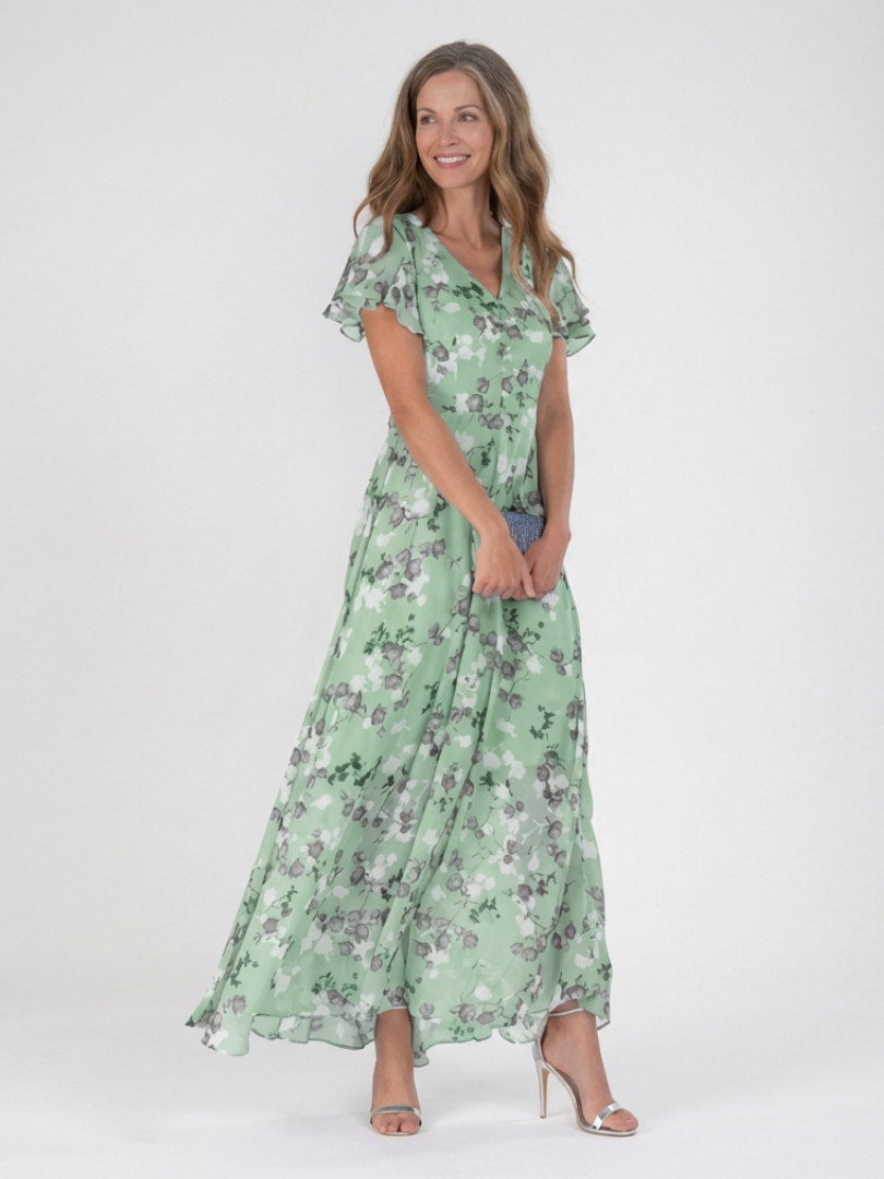 Ismeria | Florales Chiffon Maxikleid