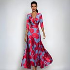 Hailey | Damen Fließendes Floral Wickel-Maxikleid
