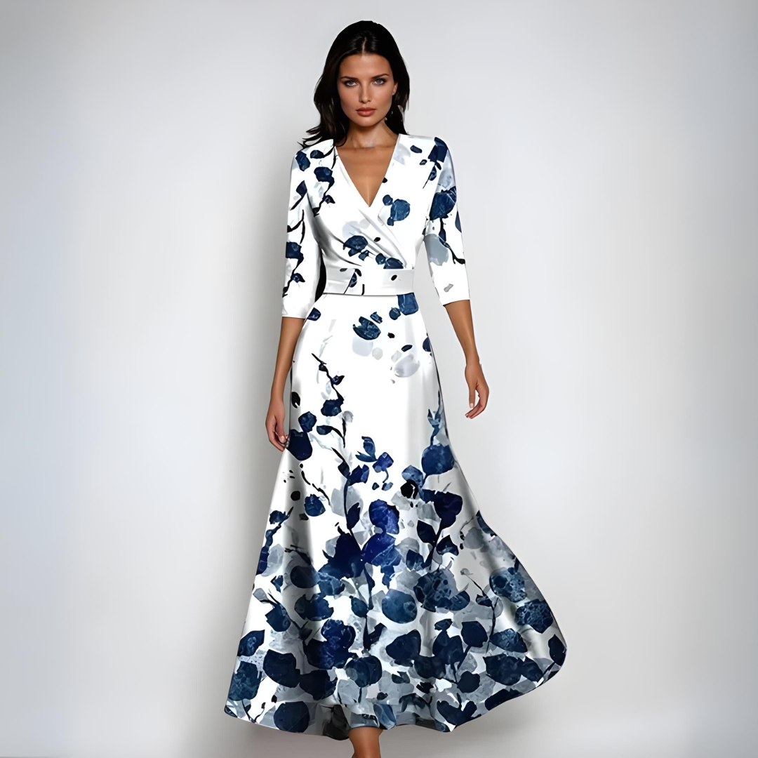 Hailey | Damen Fließendes Floral Wickel-Maxikleid
