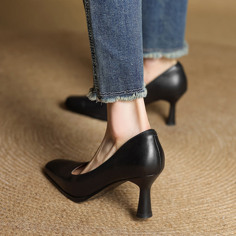 Elviera Quadratische Lederpumps
