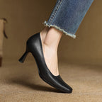 Elviera Quadratische Lederpumps