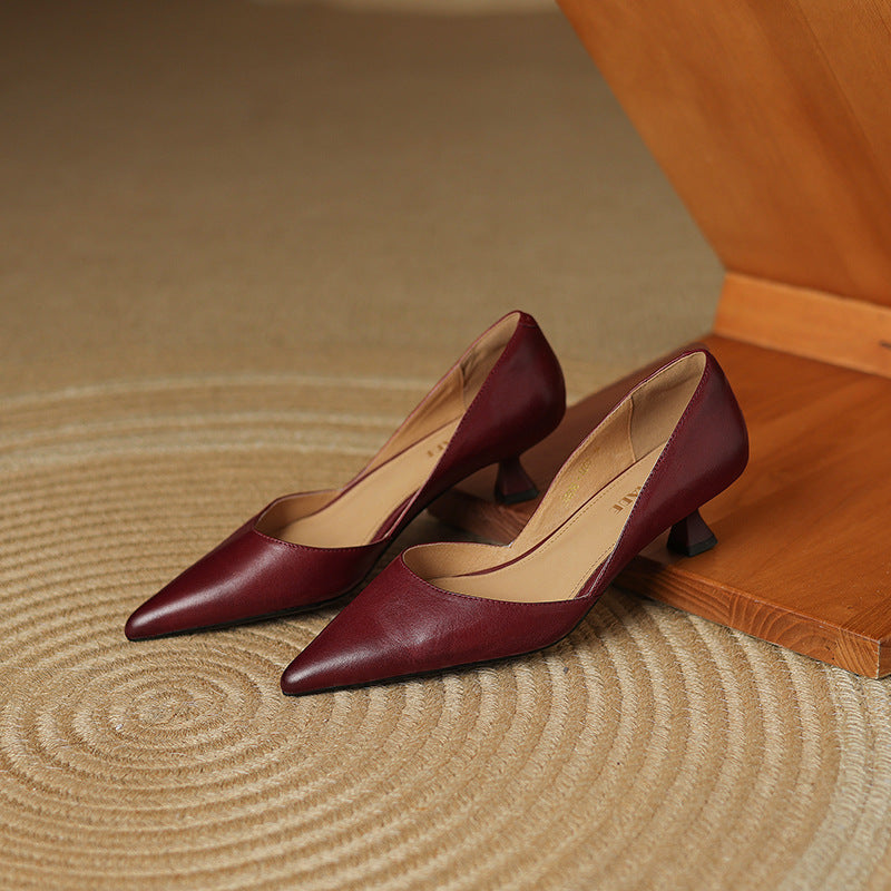Ceyra Leder Kitten Heels