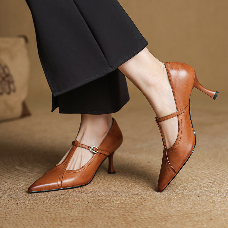 Aveline Leder T-Riemen Pumps
