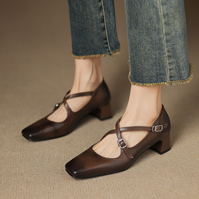 Marvane Leder Kitten Heels
