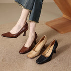 Elviera Quadratische Lederpumps
