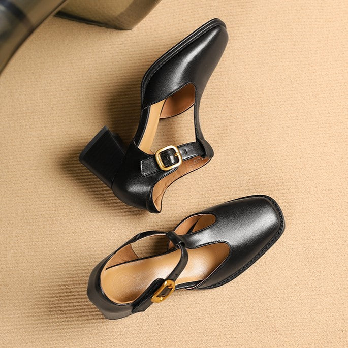Marcele T-Riemen Leder Pumps