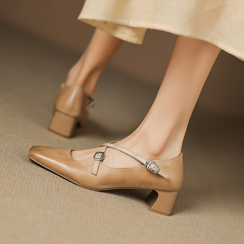 Marvane Leder Kitten Heels