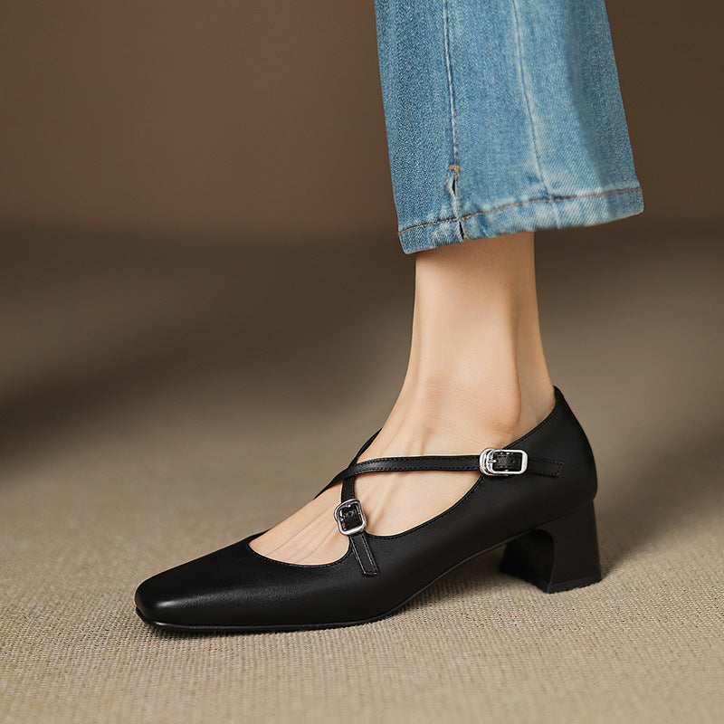 Marvane Leder Kitten Heels