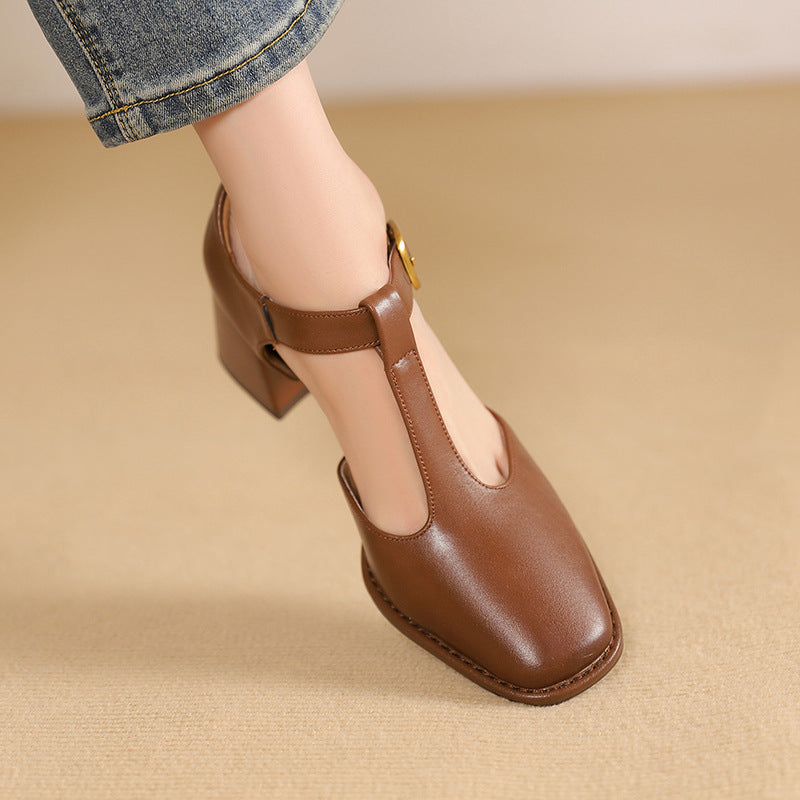 Marcele T-Riemen Leder Pumps