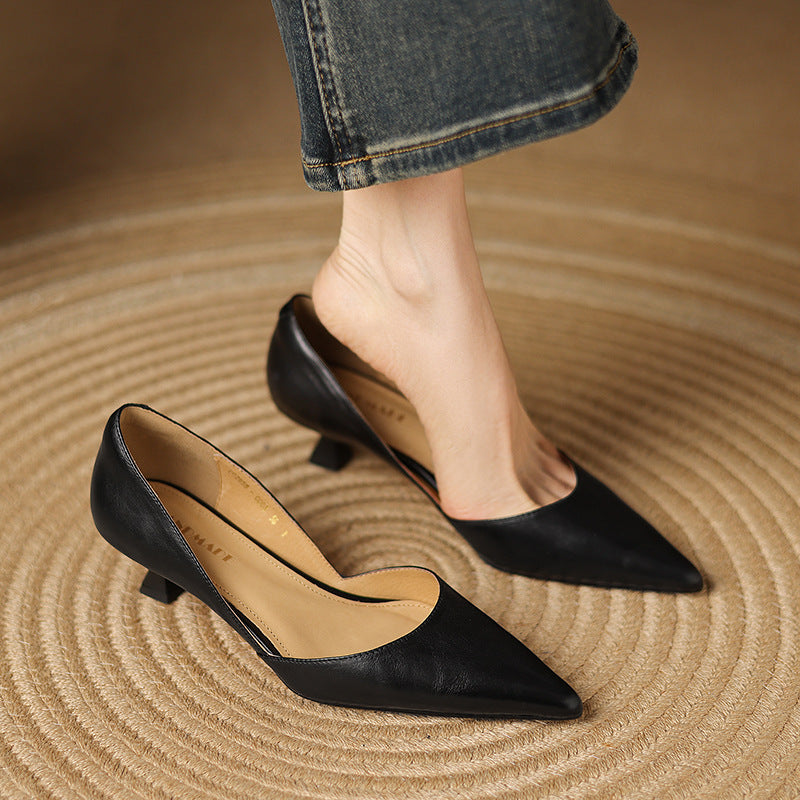 Ceyra Leder Kitten Heels