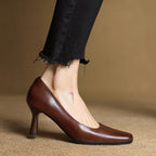 Elviera Quadratische Lederpumps