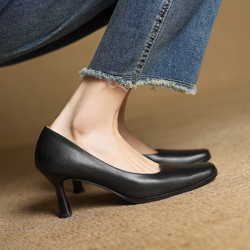 Elviera Quadratische Lederpumps