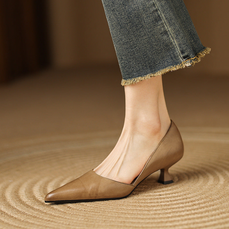 Ceyra Leder Kitten Heels
