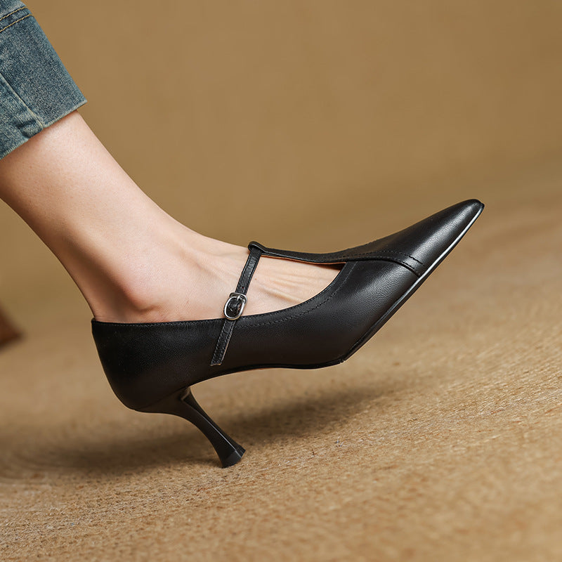 Aveline Leder T-Riemen Pumps