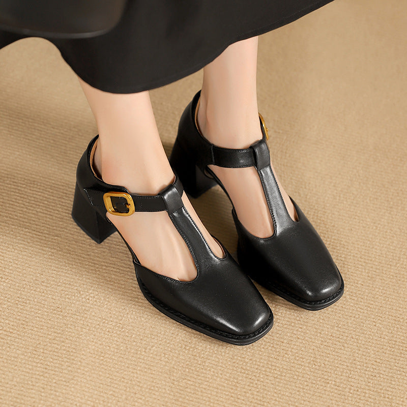 Marcele T-Riemen Leder Pumps
