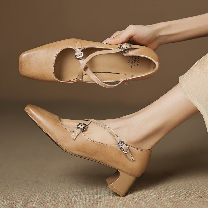 Marvane Leder Kitten Heels