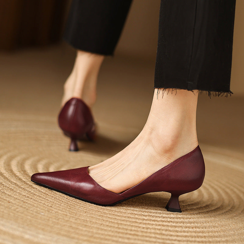 Ceyra Leder Kitten Heels