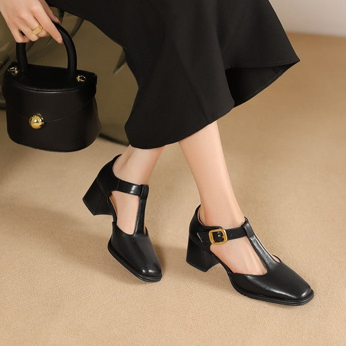 Marcele T-Riemen Leder Pumps