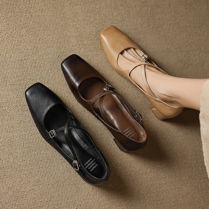 Marvane Leder Kitten Heels