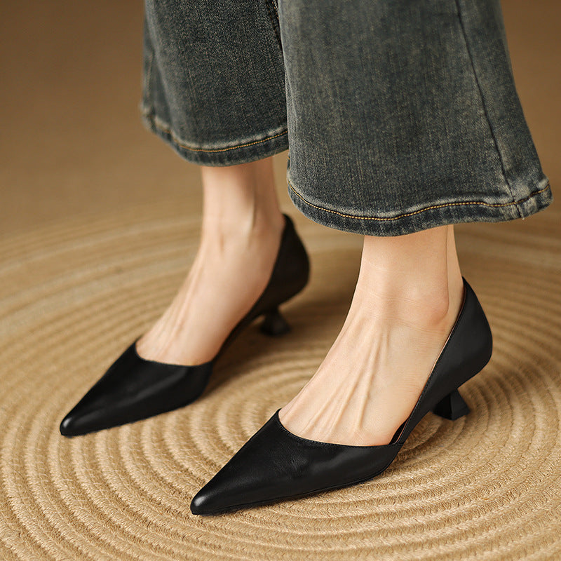 Ceyra Leder Kitten Heels