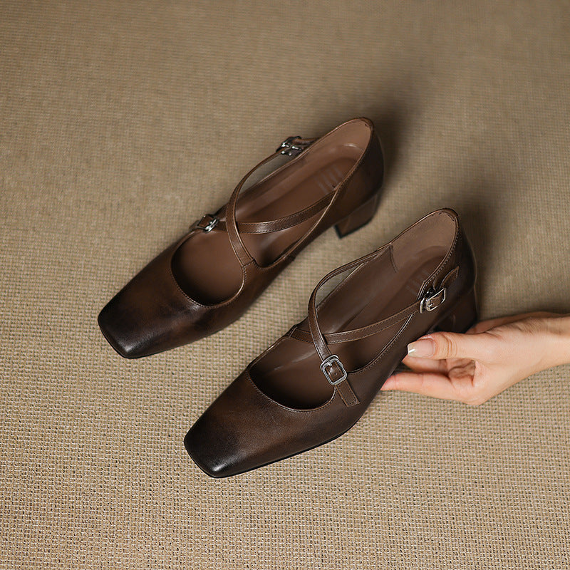Marvane Leder Kitten Heels