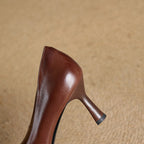 Elviera Quadratische Lederpumps