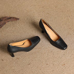 Elviera Quadratische Lederpumps