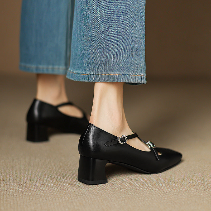 Marvane Leder Kitten Heels