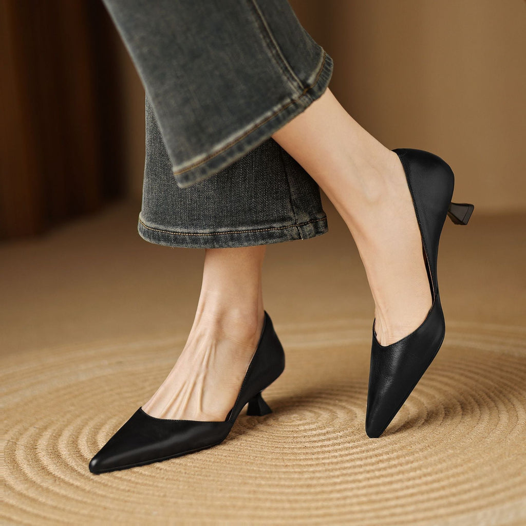 Ceyra Leder Kitten Heels