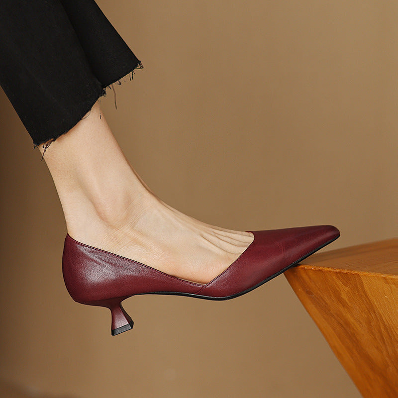 Ceyra Leder Kitten Heels
