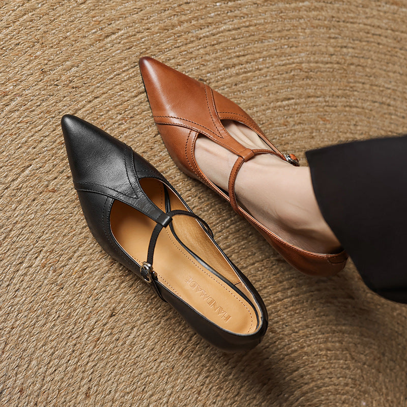 Aveline Leder T-Riemen Pumps