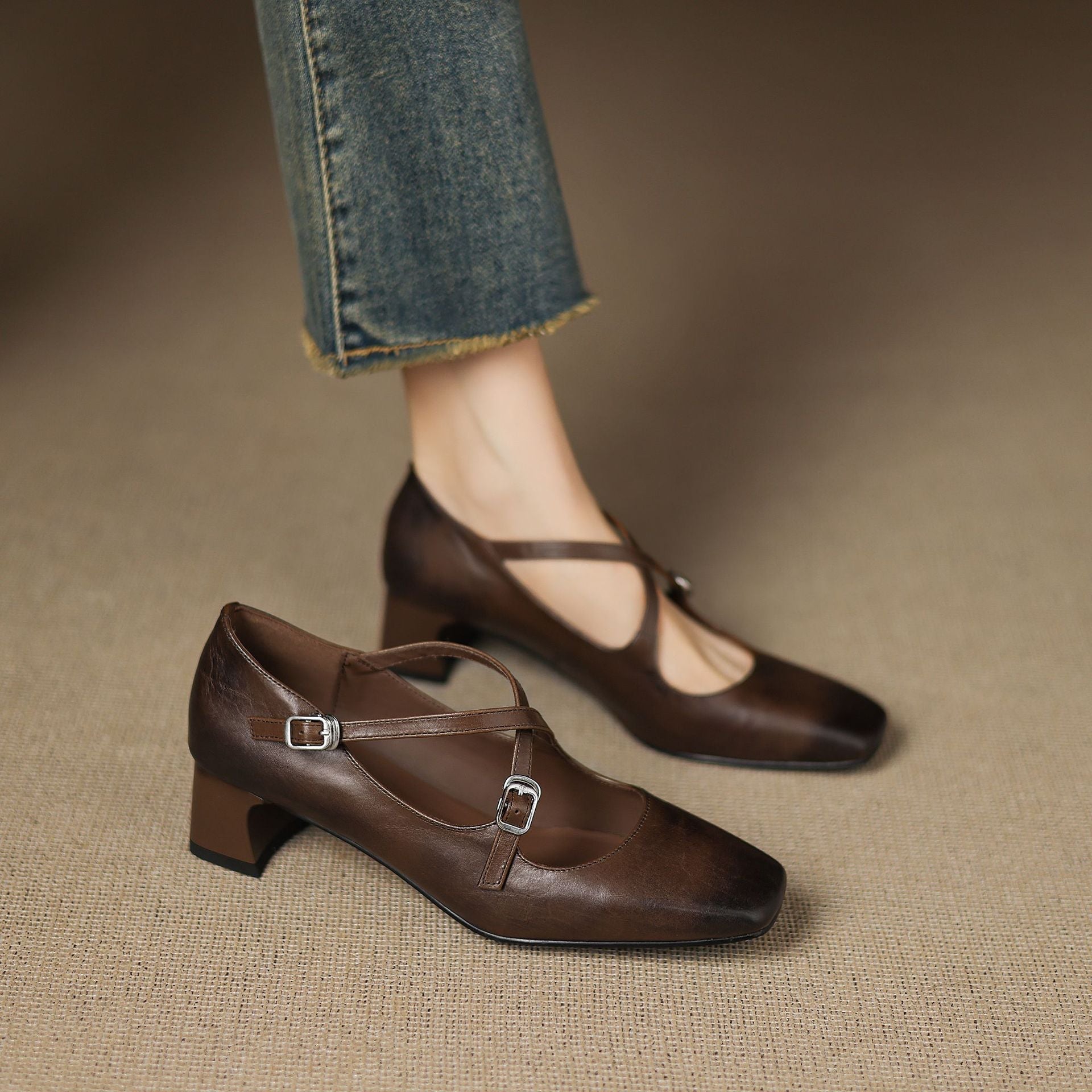 Marvane Leder Kitten Heels