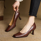 Elviera Quadratische Lederpumps