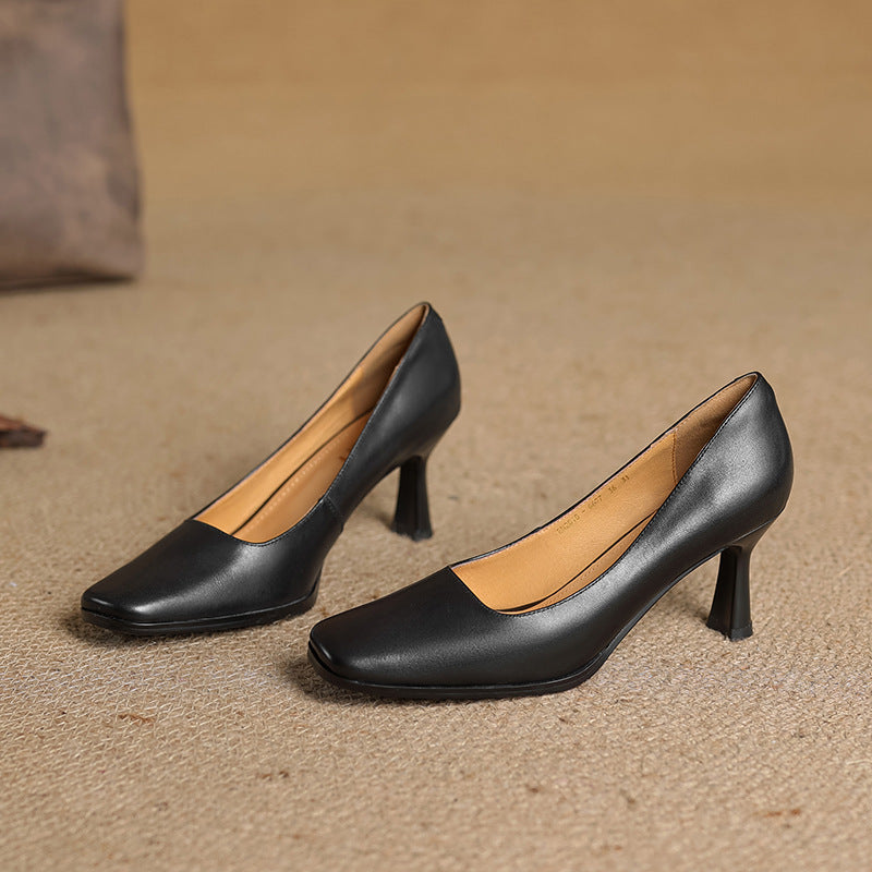 Elviera Quadratische Lederpumps
