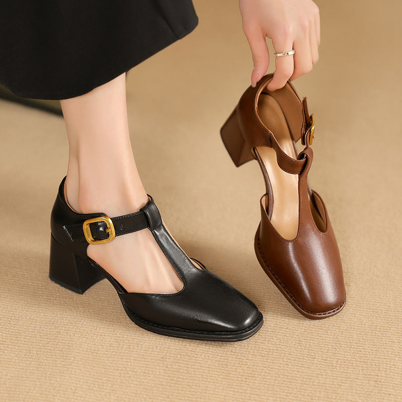 Marcele T-Riemen Leder Pumps