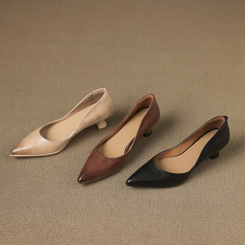 Calenne Leder Kitten Heels