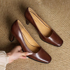 Elviera Quadratische Lederpumps
