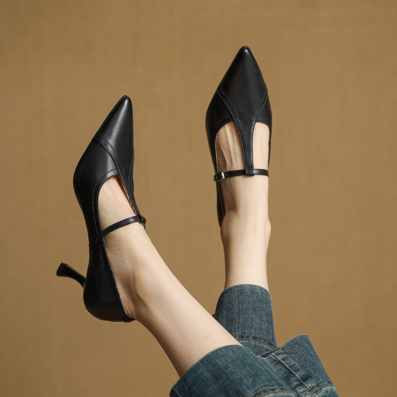 Aveline Leder T-Riemen Pumps