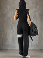 Danielle - Retro Sport-Jumpsuit mit Kapuze und Streifen